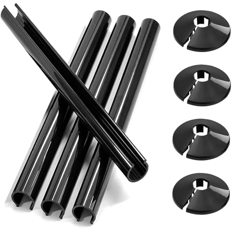4 Pack Black Durable Radiator Pipe Hole Covers - 15mm Heat & Moisture Resistant for Home & Office
