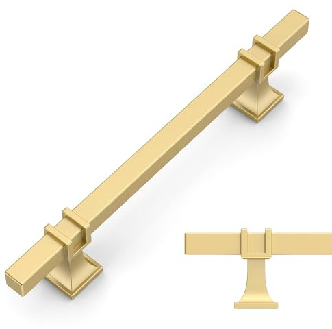 Amerdeco 10 Pack Gold Cabinet Pulls,5 Inch(128mm) Hole Center-Drawer Handles for Kitchen&Bathroom,AM034