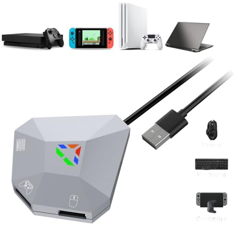 Adaptador convertidor de teclado y mouse para Nintendo Switch/PS4/PS3/Xbox SeriesS X/Xbox One/PC, adaptador de conexión USB con cable, convertidor de teclado y mouse LED
