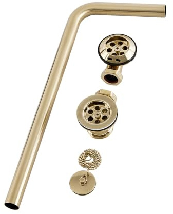 Milano Elizabeth Exposed Bath Waste and Plug and Ball Chain - Brushed Brass
