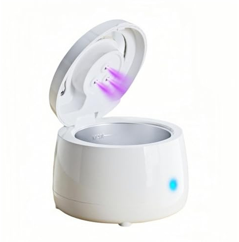 LUCKKY Zilo Pod Dental Cleaner, Ultrasonic Retainer Cleaner Machine, Dental Cleaning Pod for Denture, Mouth Guard, Aligner, Night Guard, Braces (White)