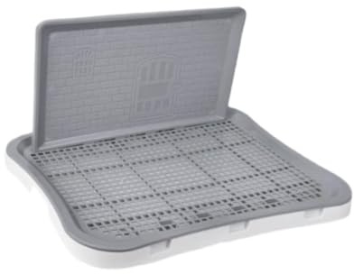 F Fityle Bac à litière d'intérieur pour Chien, Support de Tapis d'urine, urinoir, Treillis, Toilettes Portables pour Chiens de Petite et Moyenne, Gris Blanc