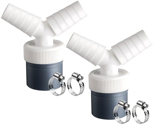 2Pcs Washing Machine Waste Splitter, Double Drain Hose Connector for Dishwasher and Washing Machine, 19-24mm Waste Pipe Connector with 40mm Outlet, Heavy-Duty Plumbing Fittings for Shared Drainage Sys
