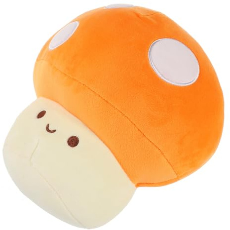 BESTonZON Cute Plush Mushroom Doll Orange Stuffed Mushroom Pillow Made of Soft Pp Cotton, Not Easy to Break and Maintains Shape, Decorative Pillow for Backpack or Handbag Use