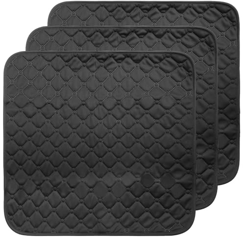 GAOUTO 3 Stück Waschbare Inkontinenz Sitzauflage: 50x50cm Wasserdichte Sitzunterlage für Inkontinenz, wasserdichte & Saugstarke Unterlage für Sofa Bettauflagen (Schwarz)