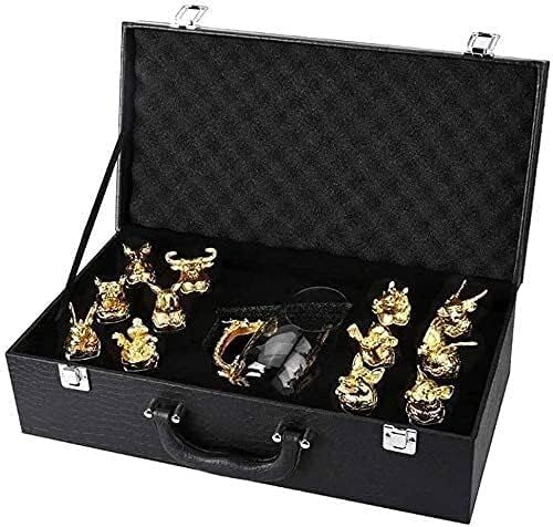 Genérico Decantadores de Vino, Juego de Whisky con el zodíaco Chino, Copas de Cristal importadas, diseño de Base Triangular Estable, Caja de Regalo artística, Regalo Creativo para Fiestas e