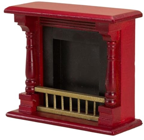Jeorywoet Cheminée de Maison de poupée Rouge à l'échelle 1:12, Simulation Meubles Miniatures décoratifs en Bois Vintage, Accessoires décoration Noël, cheminée Maison poupée à l'échelle 1/12