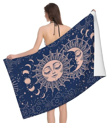 Handtücher Mond Und Sonne Badetuch Bequem Strand-Tuch Mikrofaser Duschtuch Für Meer Strand Camping 80X130Cm