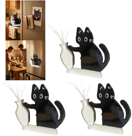 Katzen-Schnurrhaar-Halter, Kühlschrankmagnet, Acryl-Schnurrhaar, Andenken-Vase mit starkem Magnet, Haustier-Gedenkdekoration, Fell-Andenken, niedlicher Pelzhalter, Behälter (3 Stück)
