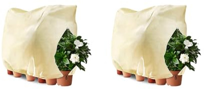 LAIOUSN Lot de 2 housses de sécurité pour plantes d'hiver avec cordon coulissant ventilé et buissons horizontaux Shih Tzus avec fermeture éclair et cordon de serrage