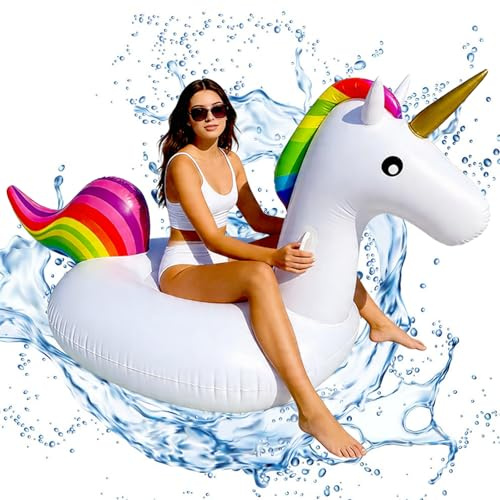 POPOYU Luftmatratze Pool Flamingo/Einhorn,Luftmatratze Wasser,LuftmatratzePool Erwachsene,Pool Matratze,Aufblasbare Pool-Flöße,Wasserhängematte für wasserspielzeug Kinder Sommer Party