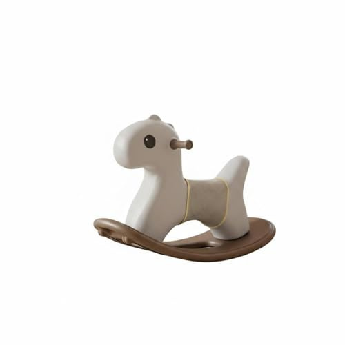 FytStycale Schaukelpferd kippsicher Kleinkind Schaukelpferd abgerundete Kanten stabiles Wipppferd für Kleinkinder, Kinderzimmer, Spielzimmer, Beige+Kamel, Mit Streifen+Pad