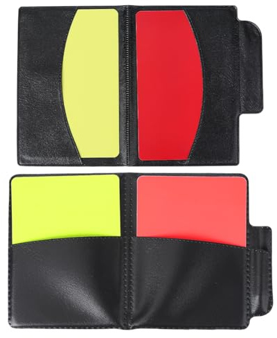 CALFOVERA Ensemble de 2 Paquets de Cartes D'Arbitre de Football en Cuir PU (Rouge et Jaune) avec Porte Cartes et Porte Crayons. Convient Également pour Le Volley Ball Le Baseball et Le Rugby.