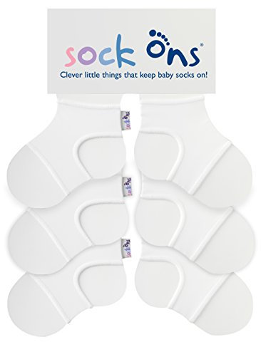 Sock Ons – Soporte Anti-Deslizable para Medias de Bebé - Paquete de 3 – Excelente Oferta - ¡Calcetines de bebé que no se caen! (Blanco, 0-6 meses)