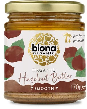 Biona Organic Hazelnut Butter, 170g - Smooth, Palm Oil & Emulsifier Free - 100% Organic Fresh Roasted Hazelnuts - No Added Sugar or Salt - Peanut, Almond Butter Alternative - Vegan