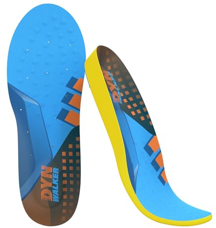 DynWalker Plantillas Gel Activ Unisexo Pies Planos Memory Foam de Cavos Calzado Absorción del Olor y Sudor a Caminata Diseño de Talón Suave Antideslizante Talla Ajustable 1 Par L Multicolor