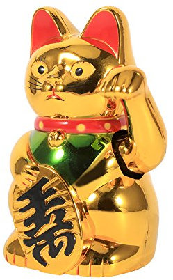 VBESTLIFE Winken Katze, 5 Zoll goldene winkende Handpfote hoch Willkommen glückliche Katze viel Glück Feng Shui Dekoration