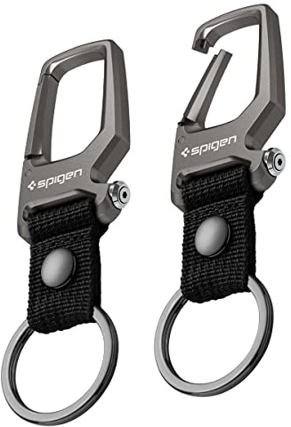 Spigen Karabiner, Auto Schlüsselanhänger, Flaschenöffner Keychain, Schlüsselhalter, Schlüsselring 2 Packungen – Gunmetal