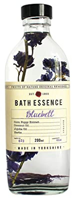 FIKKERTS Fruits of Nature Bluebell Soothing and Relaxing Bath Oil (200ml Glass Bottle) Vegan Plant Based with Jojoba Oil