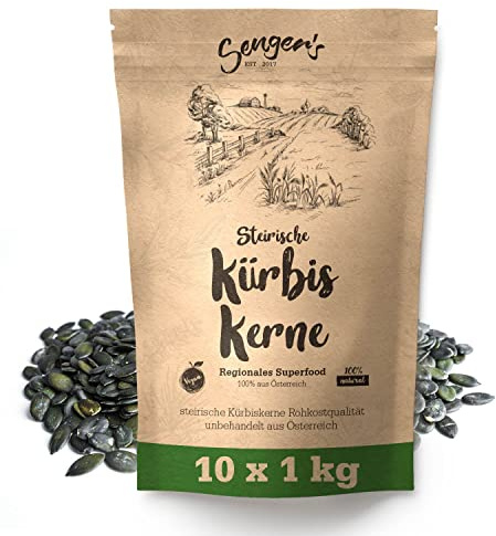 Senger's 10 kg Steirische Kürbiskerne Kürbiskern Rohkostqualität natur unbehandelt vegan geschält (10 KG)