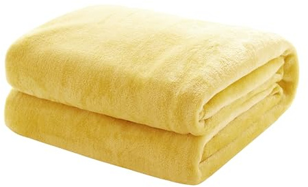 Mixi Trends Kuscheldecke Flauschige extra weich & warm Wohndecke Flanell Fleecedecke, Falten beständig/Anti-verfärben als Sofadecke oder Bettüberwurf, Größe:150 cm x 200 cm, Farbe:Vanille Gelb