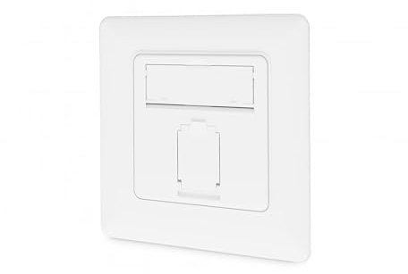 DIGITUS Cat-6A Junction Box 1 Port RJ45 Flush-Mounted Network Socket 28 mm Installation Depth Design Ready Pure White