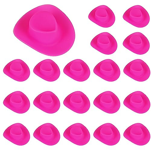 Mini Western Hüte, Rosa Mini Cowboy Hüte, Western Cowboy Cowgirl Hut, 20PCS Rosa Niedlich Miniatur Puppe Hut, Party Hut für Party