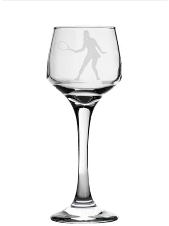 Tennis Player Engraved Sherry Glass, Sport Gift for Women
