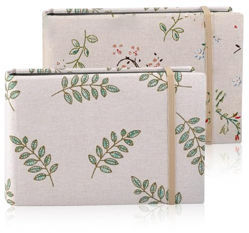 2 Pack Small Photo Albums 6x4, Slip In Photo Albums, Little Portable Memory Book with Linen Cover for Wedding Holiday Family Birthday