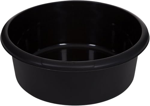 Aurora - WF Large Plastic Round Washing Up Bowl Kitchen Sink, Basin Mixing (Black)