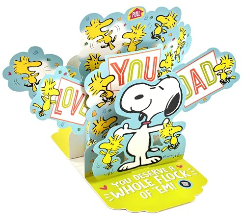 Hallmark Carte de fête des Pères 3D et Pop Up Snoopy Musical, Bleu, Jaune