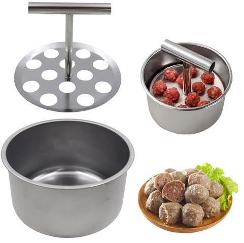 OMJMYY Pressa Manuale da Polpette 12 Fori Macchina per Polpette in Acciaio Inossidabile Formina per Polpette Portatile in Acciaio Inox per Cucina la casa e gli esterni per Polpette di Pesce Gamberetti