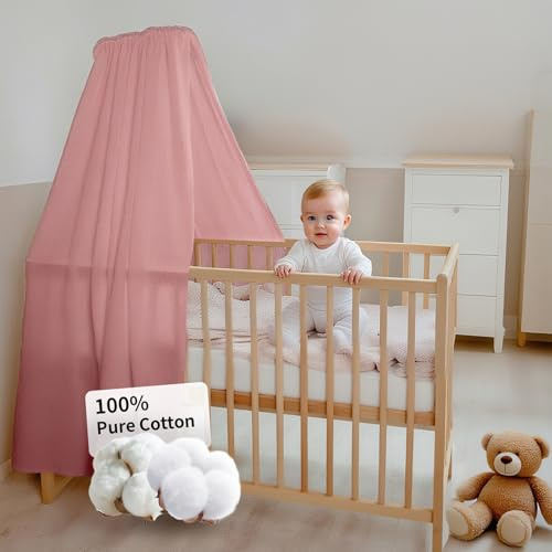 FloraVigo Babybettbezug, handgefertigt aus 100% Baumwollmusselin, Stoffbezug für die heimische Bettdekoration (ohne Bettgitter), geeignet für Jungen und Mädchen (140 x 270 cm, Altrosa)