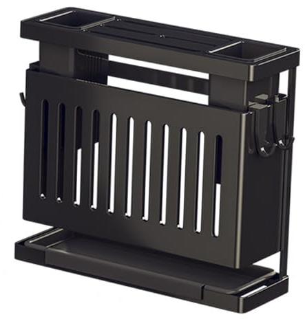 Portacoltelli da Porta-bacchette da parete Portautensili in acciaio al carbonio Organizzatore Design salvaspazio per la domestica moderna (Nera)