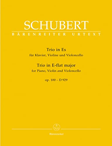 BARENREITER SCHUBERT - TRIO IN E-FLAT MAJOR FOR PIANO, VIOLIN AND VIOLONCELLO E-FLAT MAJOR D 929 OP. 100 Classical sheets Chamber music