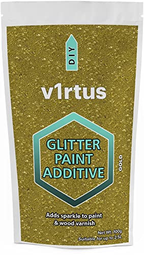 Gold Glitter Paint Additive 100g | Sparkle Glitter Paint for Walls Interior Exterior, v1rtus