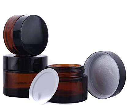 3Pcs 30ml (1oz) Amber Glass Refillable Cosmetic Cream Jar Pot Bottle Container Empty Face Cream Lip Balm Storage Container With Black Lids