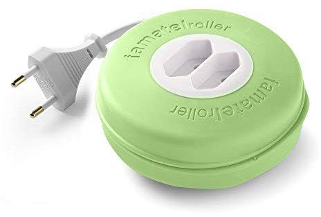 FAMATEL Roller | Enroulable avec 2 prises | 3 mètres | Avec matériau en silicone | Protection enfant | Haute flexibilité et résistance | Vert