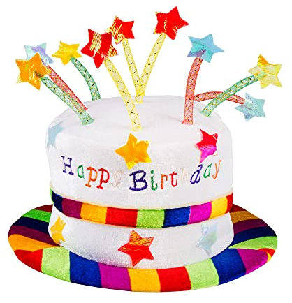 Boland 00932 - Chapeau Happy Birthday, Chapeau en peluche pour anniversaire, gâteau, cadeau, surprise, fête, décoration