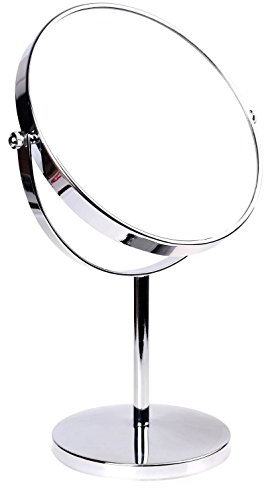 HIMRY Miroir Maquillage, 7X Grossissement, Ø 20 cm, Miroir de Table Double Visage, Miroir de Salle de Bain, Tournant Miroir de Rasage, orientable sur 360°, chromage, KXD3108N-7x