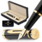 Wordsworth & Black Fountain Pen Set, Medium Nib, Includes 24 Ink Cartridges and Ink Refill Converter, Gift Case, Journaling, Calligraphy, Smooth Writing Pens [Black Gold], Perfect for Men and Women