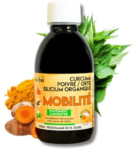 Mobilité Pur Vitaé | Glucosamine, Chondroïtine, MSM, Silicium organique, Curcuma, Pipérine | Articulations | Best-Seller | 10 jours ou plus | 200ml