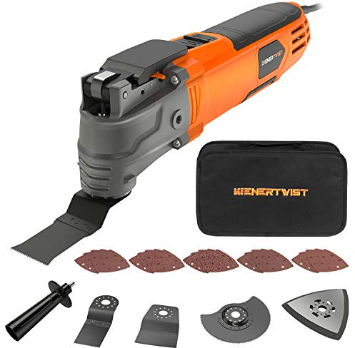 ENERTWIST Oscillating Tool, 4.2 Amp Oscillating Multitool Kit with 5° Oscillation Angle, 6 Variable Speed, 31pcs Saw Accessories, Auxiliary Handle and Carrying Bag, ET-OM-500