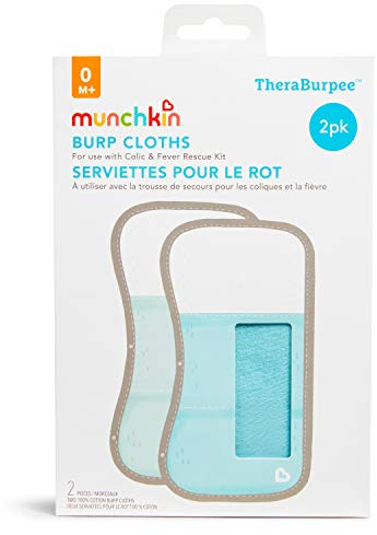 Munchkin® TheraBurpee: Paquete de 2 paños para eructos con Bolsillos Integrados, para Uso con Kit de Rescate de cólicos y Fiebre, 1 Azul, 1 Menta, 2 Unidades (Paquete de 1)