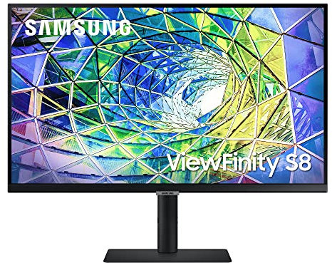 Samsung LS27A800UJUXEN - Monitor profesional de 27 4K UHD (3840 x 2160, IPS, 5ms, Eye Saver, Flicker free, Ajustable en altura, inclinación, giro y pivote, HDR10 & USB C), Negro