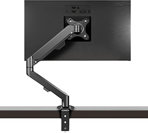 HILLPORT 27 32 Monitor Arm Desk Mount Single 17 to 34 inch Ergonomic Sturdy Gas Spring Arm 2 to 9 kg Precise Adjustable Stand with Clamp and Grommet LCD Computer Monitors VESA 75/100mm Black M5B
