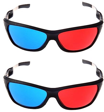 TsoLay Lot de 2 lunettes anaglyphes 3D style simple Rouge/bleu/cyan