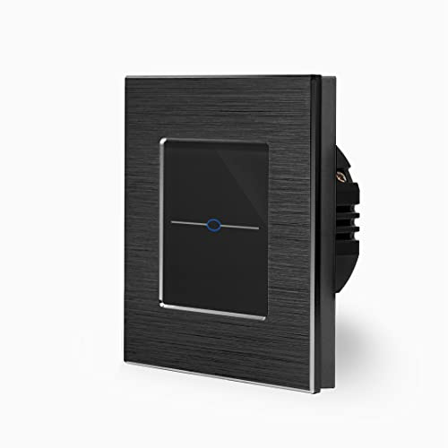 LUX einfacher Touch Wechsel Dimmer Lichtschalter Ein/Aus dimmbar 1-Fach im Aluminiumrahmen in schwarz 1-Weg Glas Berührungs Wandschalter Wechselschalter zum dimmen von mehreren Orten Luxus-Time