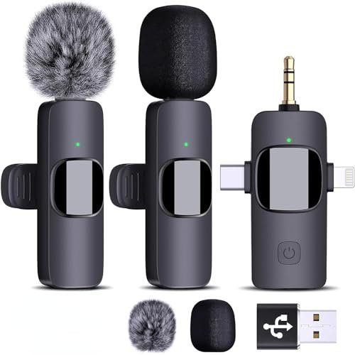 Micro Cravate sans Fil, Microphone Bluetooth Clip-on Lavalier pour Enregistrement Vidéo, Téléphone, Android, iOS, PC, Laptop, Caméra, Ordinateur Portable