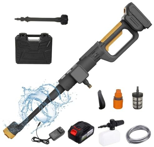 Akku Hochdruckreiniger Max 150 bar, Mobile Akku Hochdruckreiniger für Makita 18v Batterie, mit 15000mAh Akku, 6-in-1-Düsen, Wasserfilter, Fördermenge 6.3L/Min, für Auto, Terrasse, Fenster, Rasen